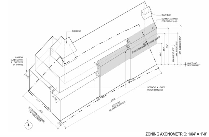 68-19 Woodhaven Boulevard axonometric rendering (Credit Mark Gordon architect via DOB)