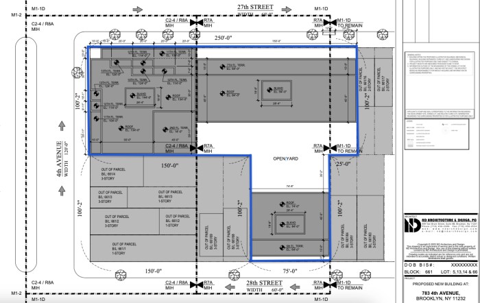 783 4th Avenue property with 3 proposed building footprints (Credit - ND Architecture & Design via DCP)