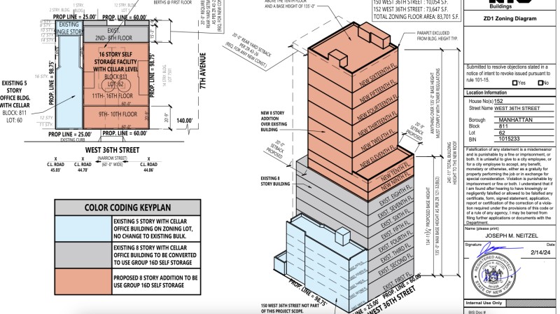 152 West 36th Street self storage rendering (Credit - Joseph M. Neitzel architect via DOB)