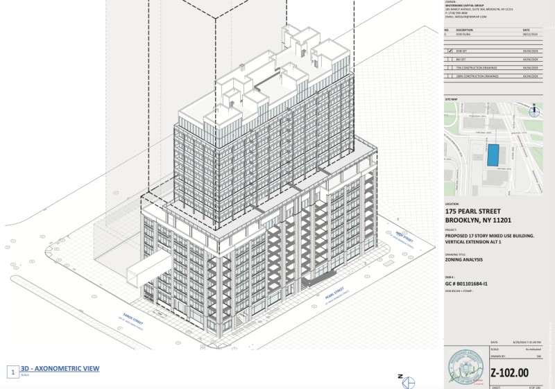 175 Pearl Street axonometric rendering (Credit - Shmuel Wieder architect via DOB)