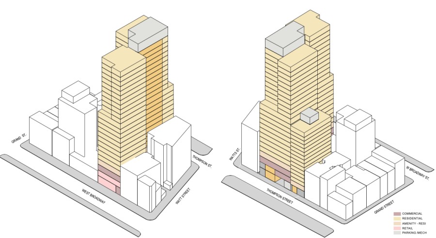 360 West Broadway aka 30-32 Thompson Street axonometric (Credit - Fogarty Finger via DOB)