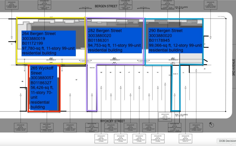 264, 282 Bergen Street and 265, 290 Wyckoff Street (Credit Hamish Whitefield architect, via DOB)