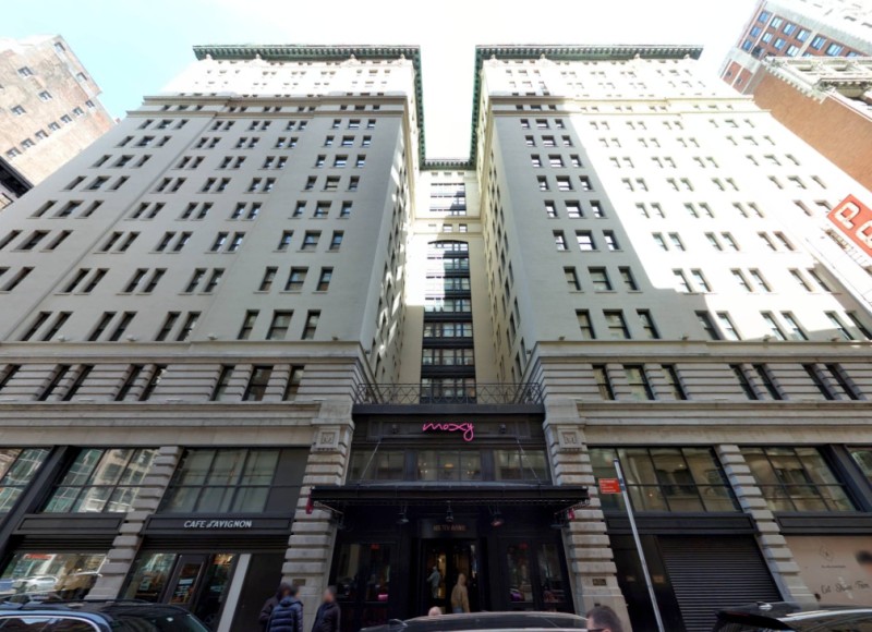 Moxy Times Square hotel at 485 Seventh Avenue (Credit - Cyclomedia)