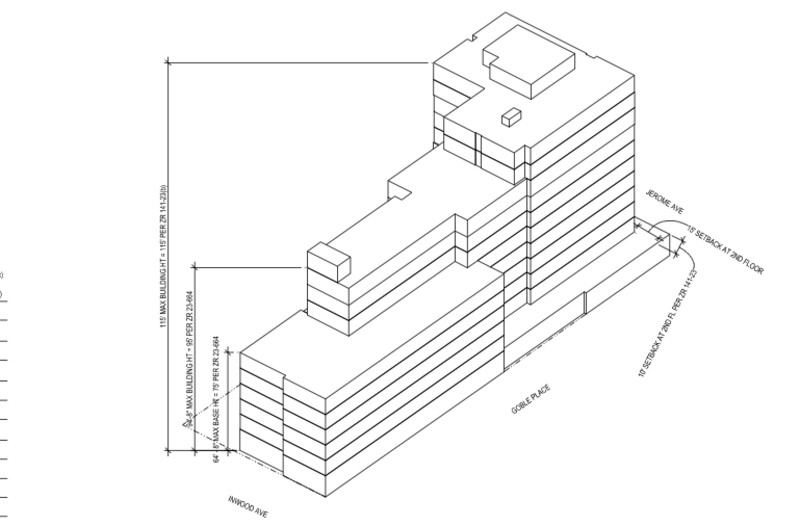 1540 Inwood Avenue axonometric rendering (Credit - Kimberly Murphy architect via DOB)